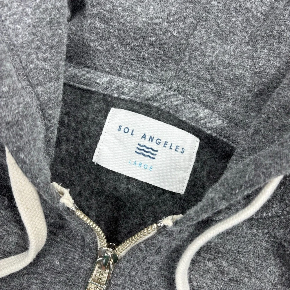 Sol Angeles Women's L Gray Striped Arm Zip Hoodie Athleisure Preppy Sporty - Picture 3 of 6